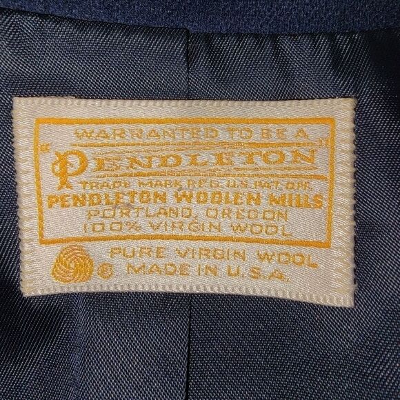 Pendleton Vintage 70s virgin wool navy blue blazer jacket size 14 - Picture 5 of 6